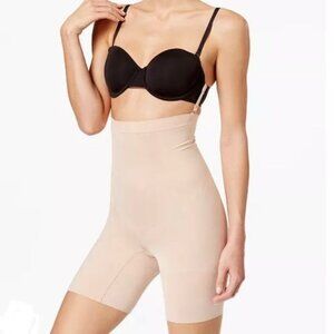 SPANX Women's Encore High Waist Mid Thigh Shapewear Slimming Shorts Brown Small